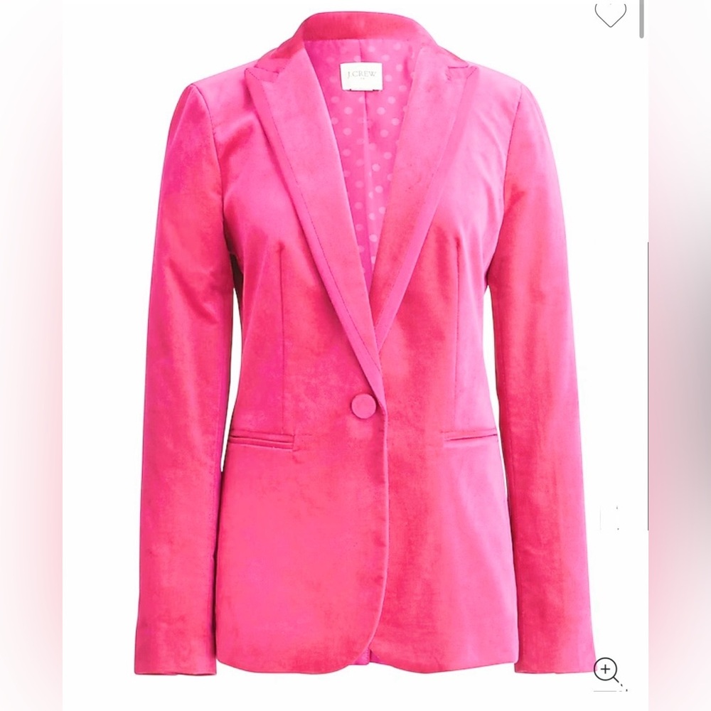 NWT J. Crew Vibrant Pink Velvet Women's Blazer size 8